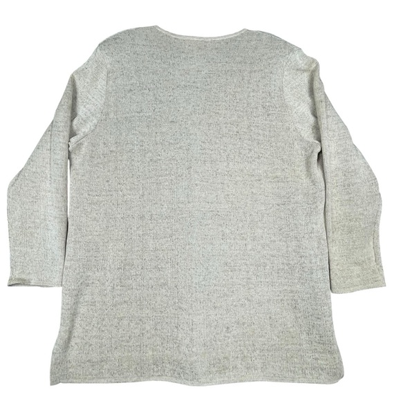 Horveit Beige Cotton Linen Knit 3/4 Button Up Coastal Grandma Tunic Sweater  3XL - Picture 2 of 15